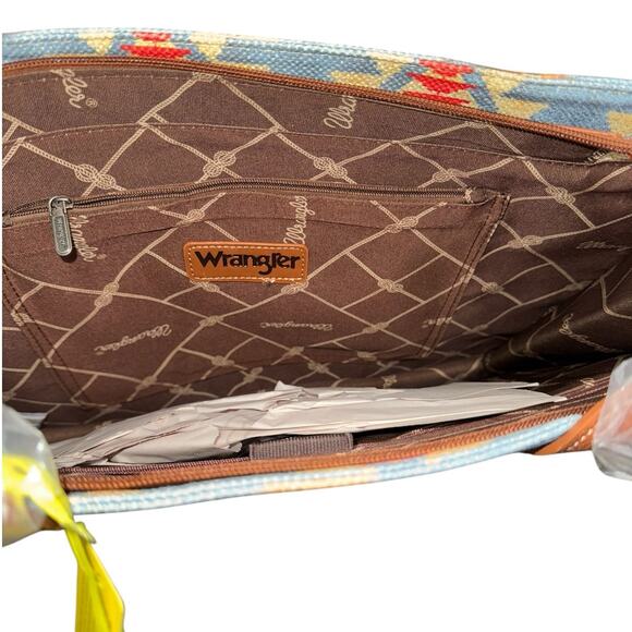 NWT! Wrangler Southwestern Pattern Dual Sided Print Canvas Wide Tote - Picture 5 of 9